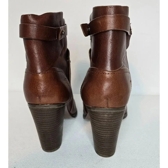 Vince Camuto Faythe Boots Brown Leather Heeled Layered Bootie Womens Size 9 M - Picture 6 of 10